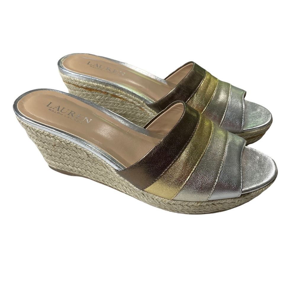 Ralph Lauren wedge slip on sandals  size 9B